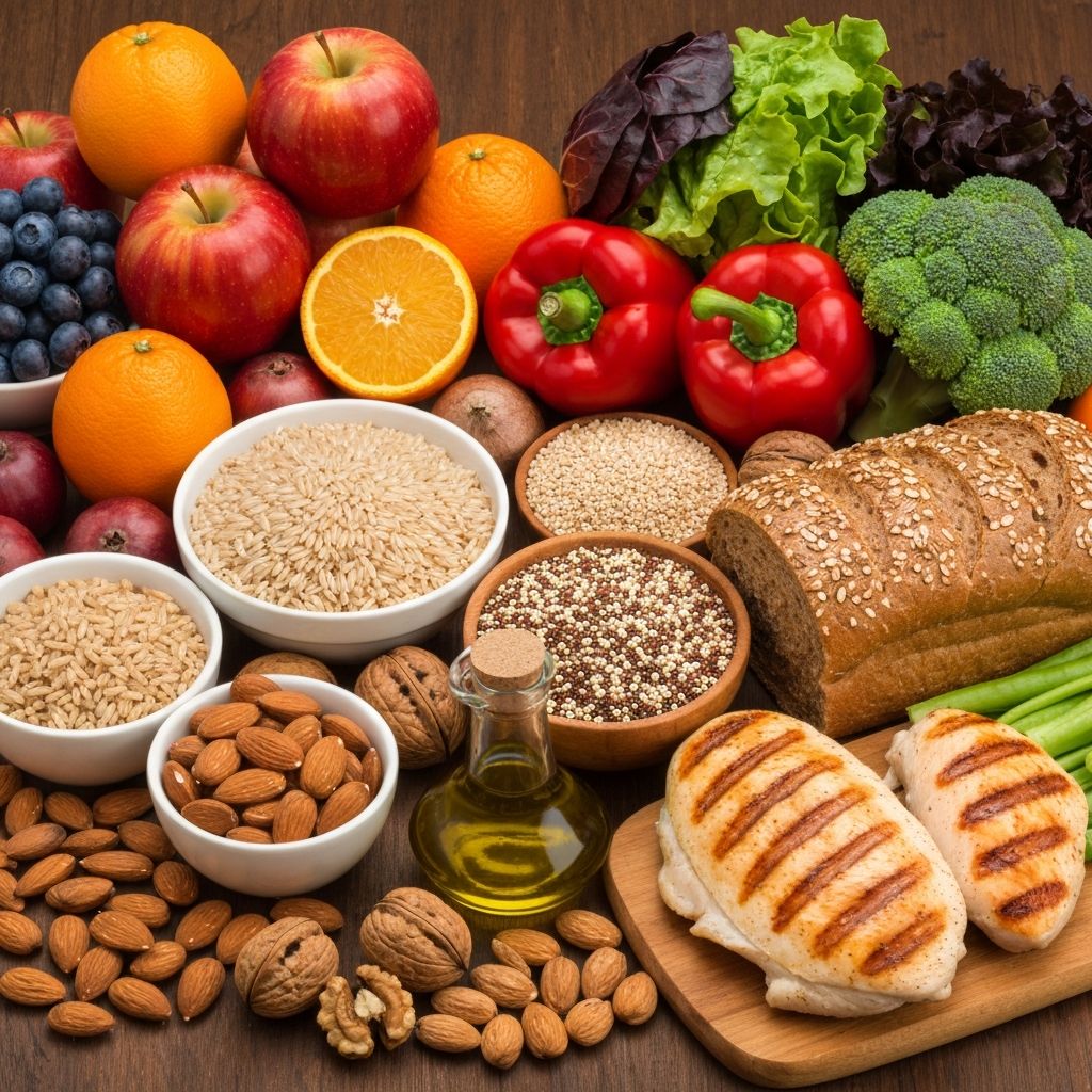 Variety of healthy foods